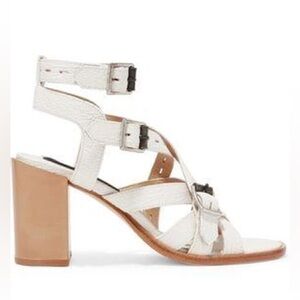 Rag & Bone White Leith Perforated Textured Leather Strappy Heeled Sandals EU38